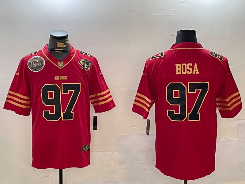 Men San Francisco 49ers #97 Bosa Red Gold 2024 Nike Limited NFL Jersey style 12301->cincinnati bengals->NFL Jersey